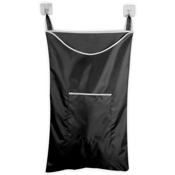 

laundry bags space saving hanging hamper bag with door hooks(black)