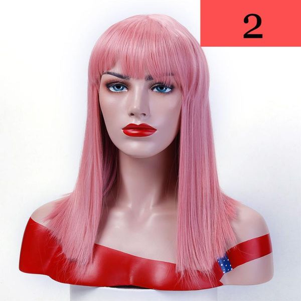 

synthetic wigs long pink wig hair with bangs cosplay straight for black women orange blond red blue white mumupi