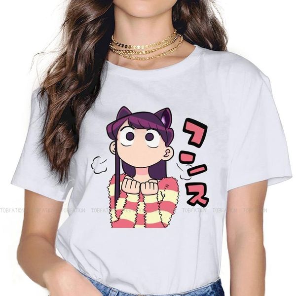 

women's t-shirt shouko chibi women tshirt komi can't communicate tadano anime crewneck girls short sleeve 4xl lady t shirt humor f, White