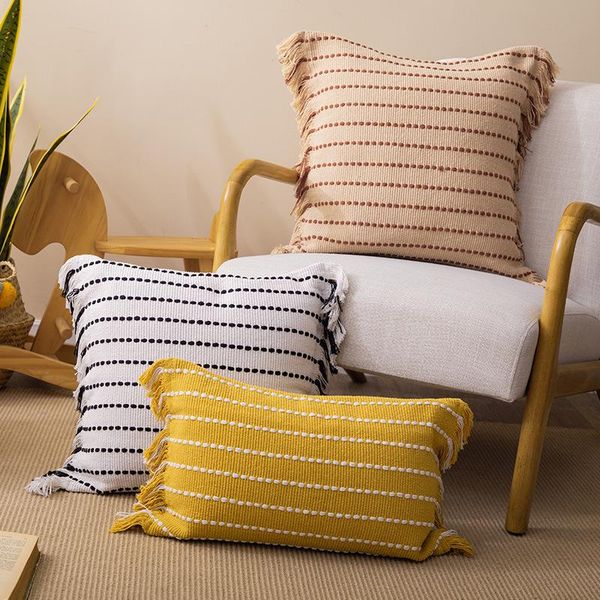 

cushion/decorative pillow dunxdeco cushion cover decorative case modern stripe line jacquard geometric cotton weaving coussin sofa chair