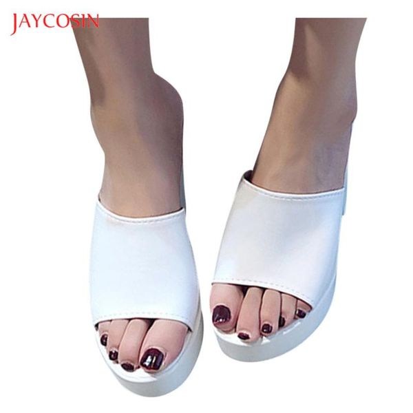 

dress shoes jaycosin women platform sandals 2021 summer solid wedges for leather high heels sandalias soft comfortable, Black