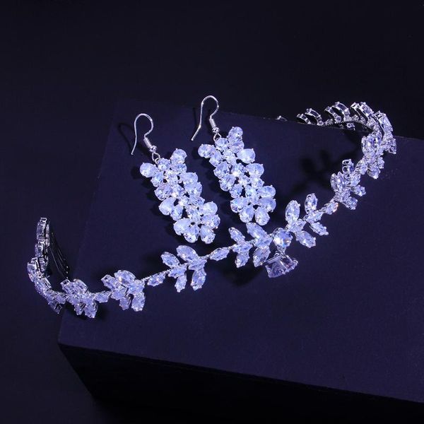 

hair clips & barrettes bride wedding zircon hoop earrings set ladies personality fashion band accessories hq0196, Golden;silver