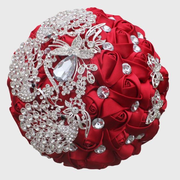 

luxury wedding flower bouquets bridal bridesmaid bouquet home decorative rose crystal brooch bride hand holding flowers & wreaths