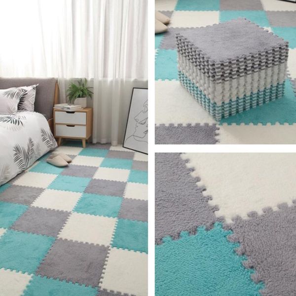 

1*mat 30*30*1cm baby soft patchwork puzzle climbing floor carpet mat plush rug classic splicing bath mats