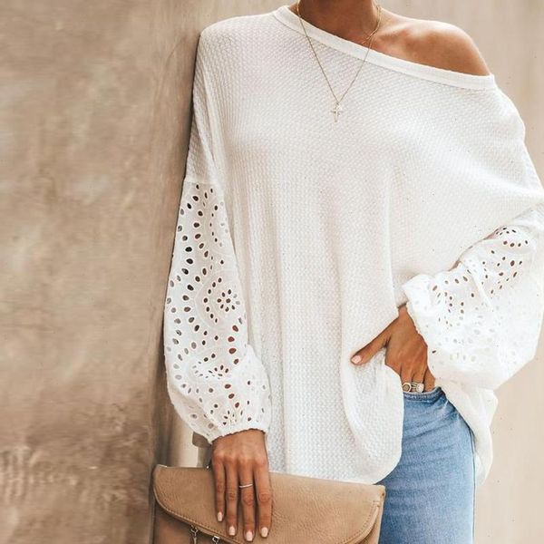 

womens blouses big size women full sleeve shirts blouse vintage slash neck white shirt casual patchwork vestidos