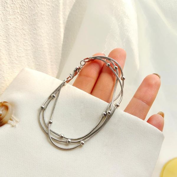 

charm bracelets tendy mori girl multi-layer beaded bracelet niche design snake bones chain ins style trendy for women, Golden;silver