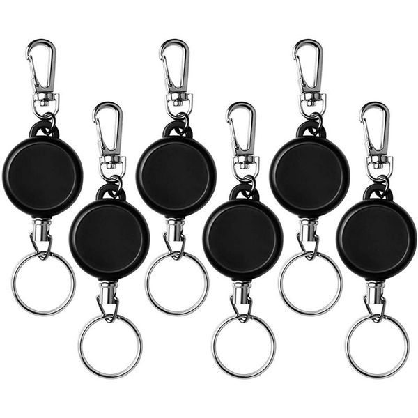 

retractable keychain 6 pcs badge holder reel with belt clip and key ring for id card hooks & rails