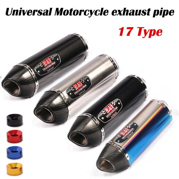 

motorcycle exhaust muffler pipe with db killer pitbike for yoshimura gsr 600 cb650f r77 r6 r9 cafe 38-51mm real carbon fiber system