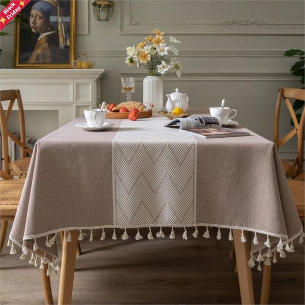 

christmas jacquard tablecloth table cloth japanese imitation cotton linen elk geometry tablecloths home party dining cover