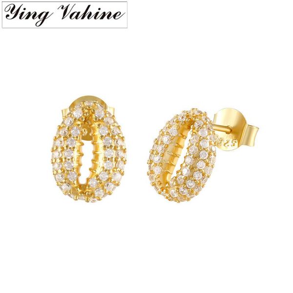 

stud ying vahine 100% 925 sterling silver shell small earrings for women, Golden;silver