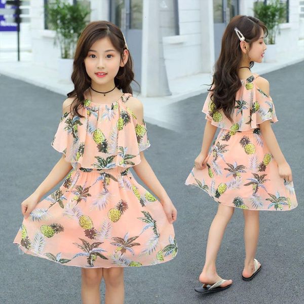

big girls chiffon summer girl dress teenagers floral kids clothes size for 3 4 5 6 7 8 9 10, Red;yellow