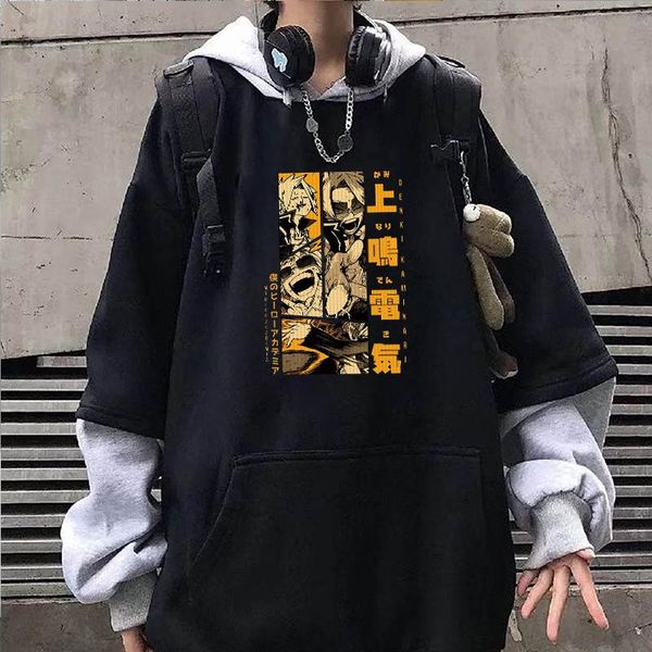 

men's hoodies & sweatshirts harajuku anime my hero academia kaminari denki kawaii manga women sweatshirt fashion streetwear cool boys k, Black