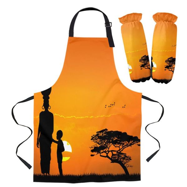 

aprons sunset african woman child bird kitchen for women bibs household cleaning pinafore home cooking apron