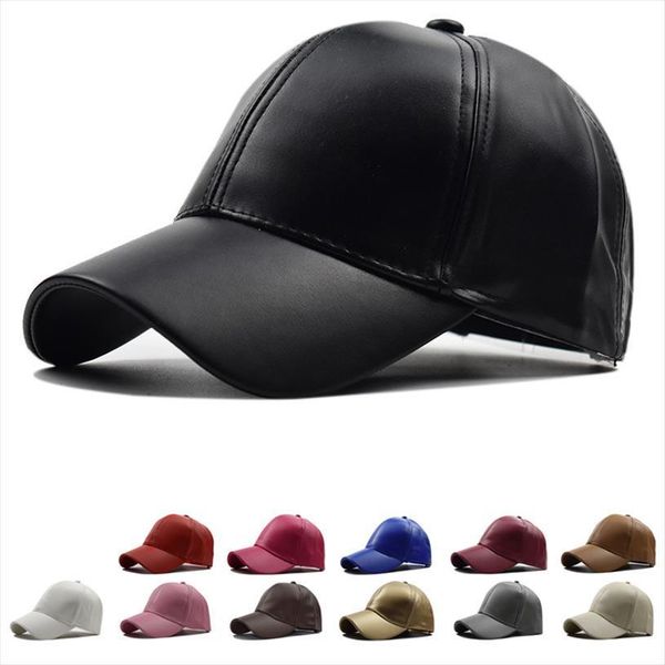 

women pu solid color baseball cap adjustable peaked snapback couple men seasons outing sun hat casual wild gorras, Blue;gray