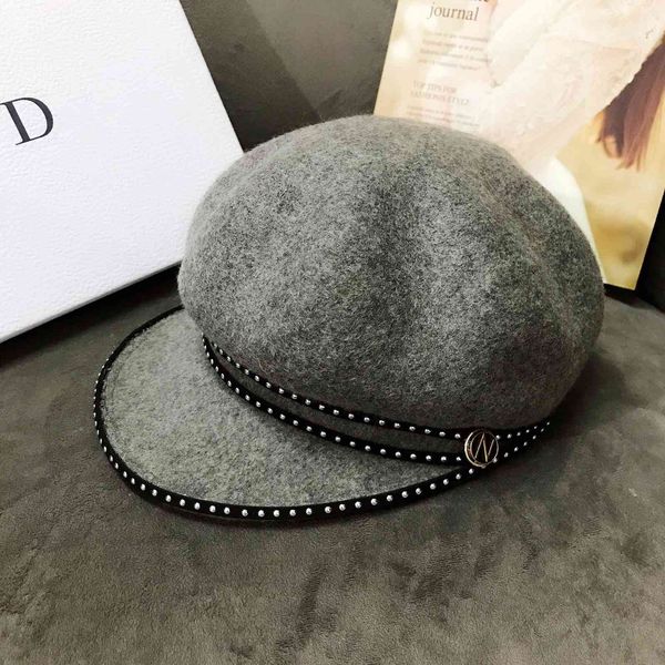 

autumn and winter water drill beret british cap children's celebrity maone net red usa tide newspaper navy hat girl