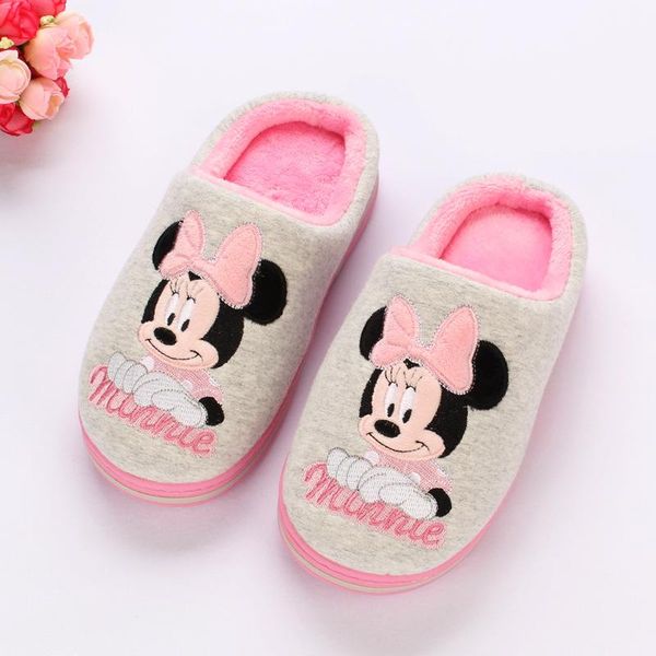 

slipper 2021 winter children' cotton slippers 5-12 years old girl princess non-slip warm home shoes, Black;grey