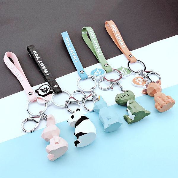 

girls keychains delicate lovely bag pendant cartoon small animals creative aspects key chain pendant resin cute couple widgets business prom, Silver