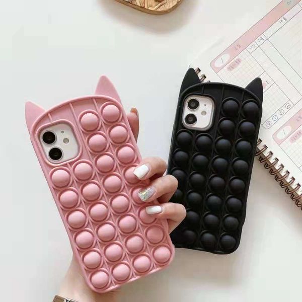 

lx brand reliver stress fidget toys push it bubble case for iphone 6 6s 7 8 plus xs xr x 10 11 12 pro max antistress sensory cover