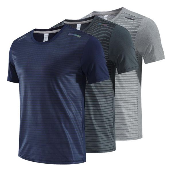 

polyester men running t shirt quick drying fitness training clothes exercise gym sport lightweight jerseys, Black;blue