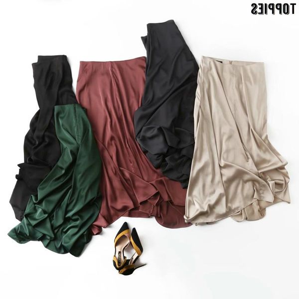 

skirts fashion ies women skirt pure color satin spring summer for, Black