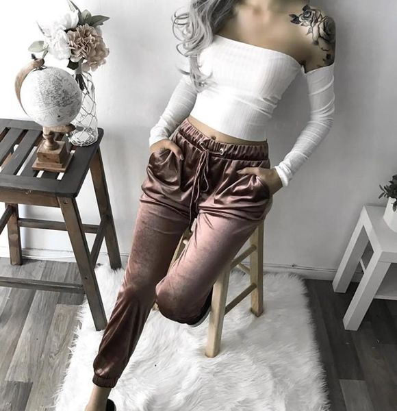 

women's pants & capris bkld 2021 harem women casual drawstring trousers autumn with pockets loose trouser streetwear womens long, Black;white