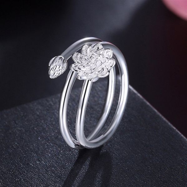 

jth lotus silver b women's mouth japanese and korean chaozhou people's personality ringears and jewelry s simple lotus ring cre
