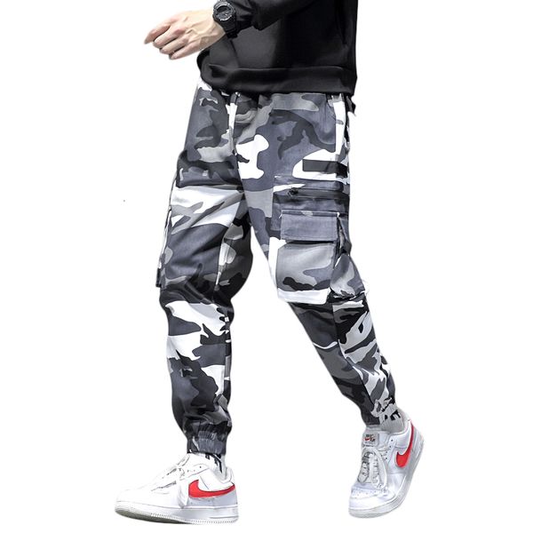 

pant men camouflage joggers casual autumn mens big pockets harem cargo pants male hip hop streetwear overalls sweatpants, Black