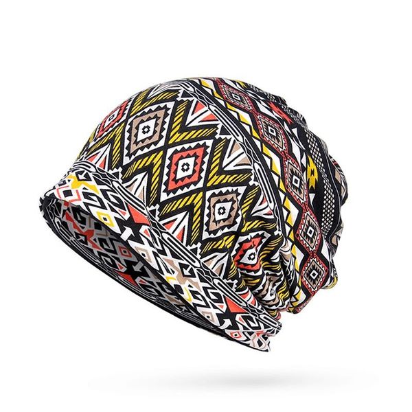

beanies cap scarf geometric printed sunshade breathable elastic cotton hat neck warmer travel headwear adapt to hiking outdoor hats, Black;white