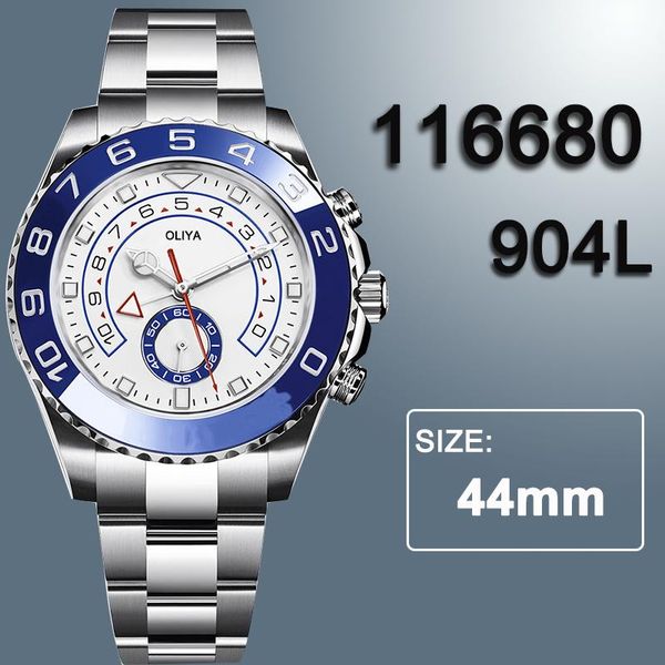 

wristwatches men's watch 44mm sapphire crystal ceramic bezel 116680 stainless steel quality automatic mechanical, Slivery;brown