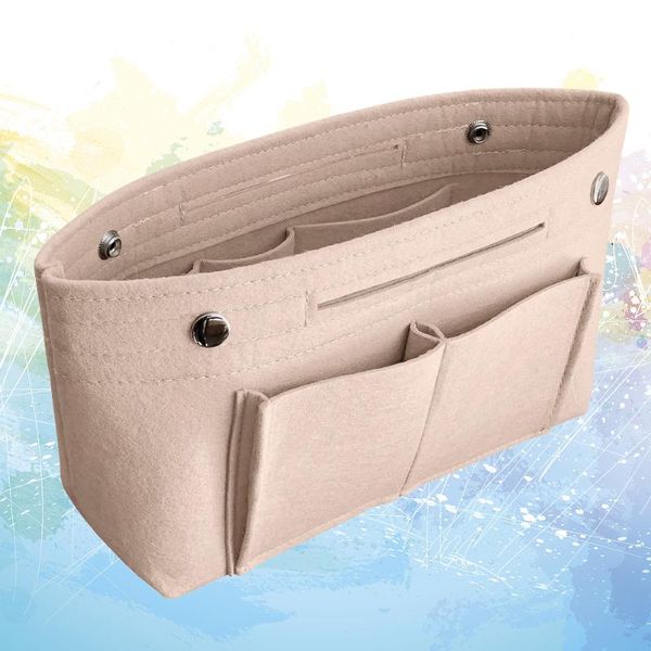 

storage bags 1pc multifunctional felt bag handbag inner pouch insert cosmetics - size (beige)