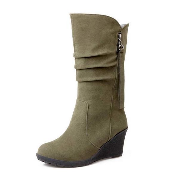 

boots size 35-43 women wedge half short ankle rainbow color winter snow boot fashion footwear warm botas feminina shoes swhi, Black