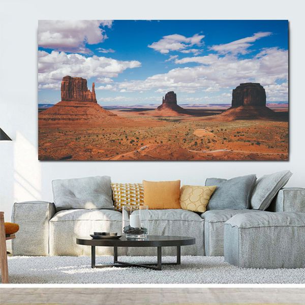 Moderne Leinwand Malerei Landschaft Poster und Druck Wüstental Wandkunst Bilder für Wohnzimmer Wohnkultur kein Rahmen Cuadros