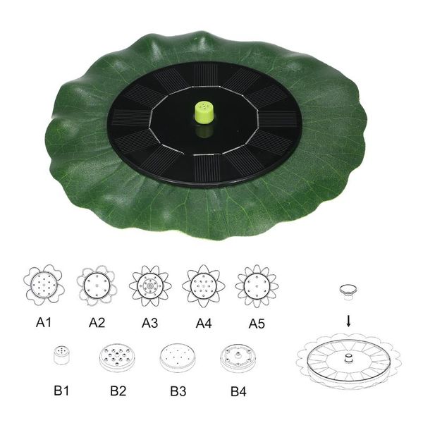 

solar water fountain pump powered pumps in lotus leaf shape with different nozzles garden decorations