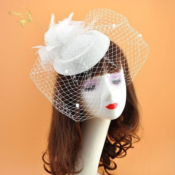 

headpieces 2021 summer bridal hats wedding and fascinators party corsage birdcage veil women headwear hat accessories, Silver
