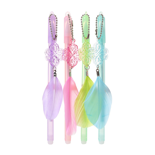 

gel pens 4pc cute crystal feather pendant creative student pen stationery office school supplies black water-based signature