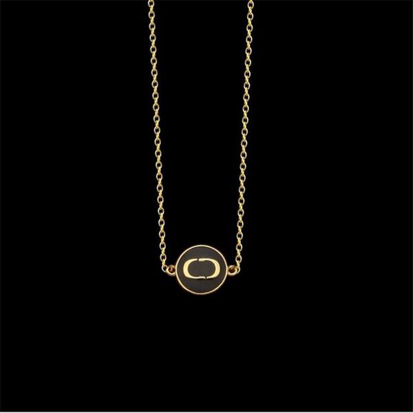 

chains d letter round black drop oil necklace women's, Silver