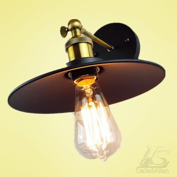 

wall lamp art lighting industrial e27 edison vintage black iron finished lampshade fitting