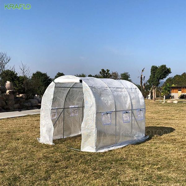 Kraflo Cabina riscaldante da giardino, grande serra per fiori, camera isolante a forma di tunnel per piantare vivai