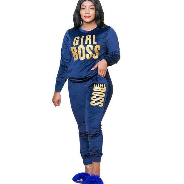 

autumn velvet two piece sets womens tracksuits full sleeve and skinny pants matching fashion letter print tracksuit, Gray