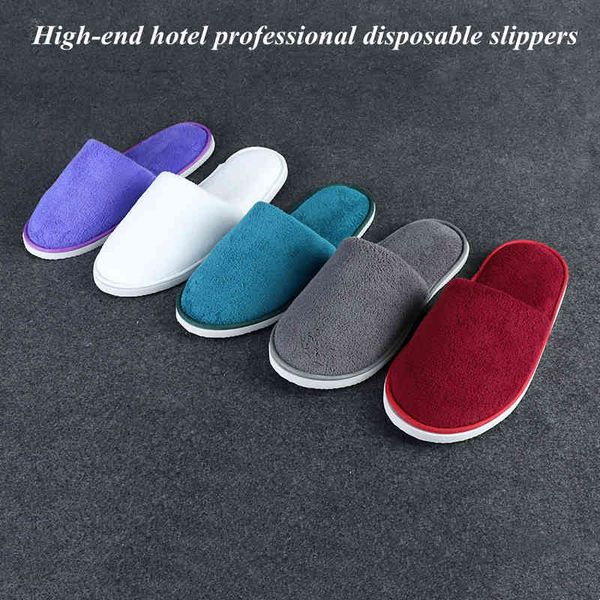 

slippers disposable solid color coral fleece slippers high-end el thickened slipper i6cm, Black