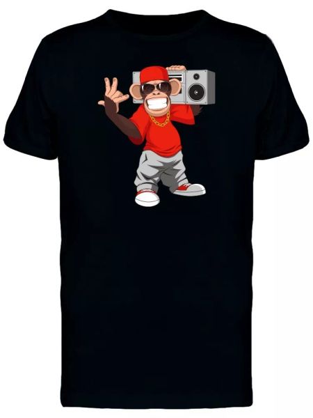 

Happy Monkey With Boombox Tee Men's -Image by Shutterstock, White;black