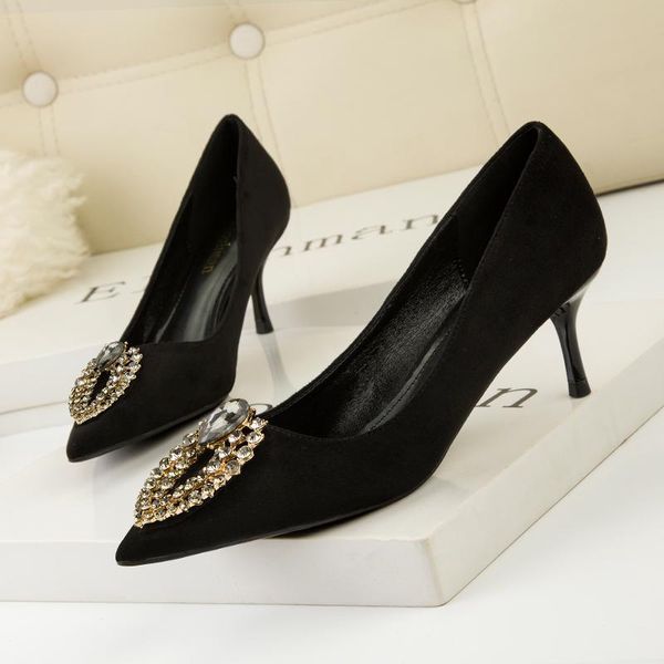 

dress shoes spring/autumn women pumps high thin heel pointed toe lady crystal bridal wedding black heels