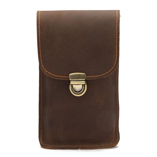 

waist bags retro style multi-function men packs crazy horse leather casual phone bag motorcycle small quality