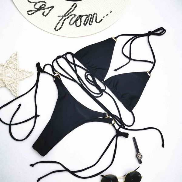

new bikini women's 2020 solid split nylon swimsuit, White;black