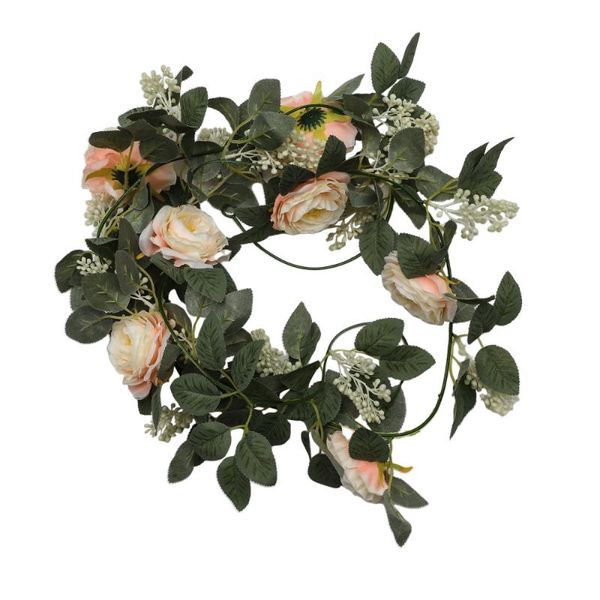 

decorative flowers & wreaths artificial roses rattan for wall/doors/mirrors/swing with greeny leaves beautify silk cloth light pink 3 colors