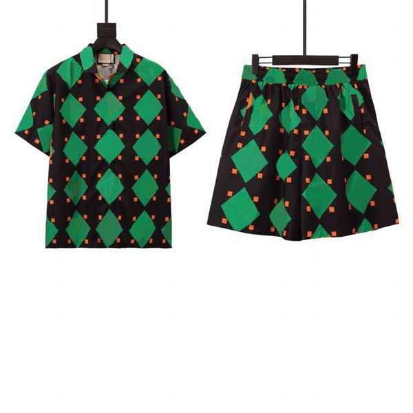 2022 Primavera Nova Moda Impressão T-shirt Bowling Shorts Mulheres Casuais Terno Casual Pants