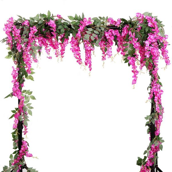 

wisteria artificial flowers vine 2m garland wedding arch decor fake plants foliage rattan trailing faux ivy wall decorative & wreaths