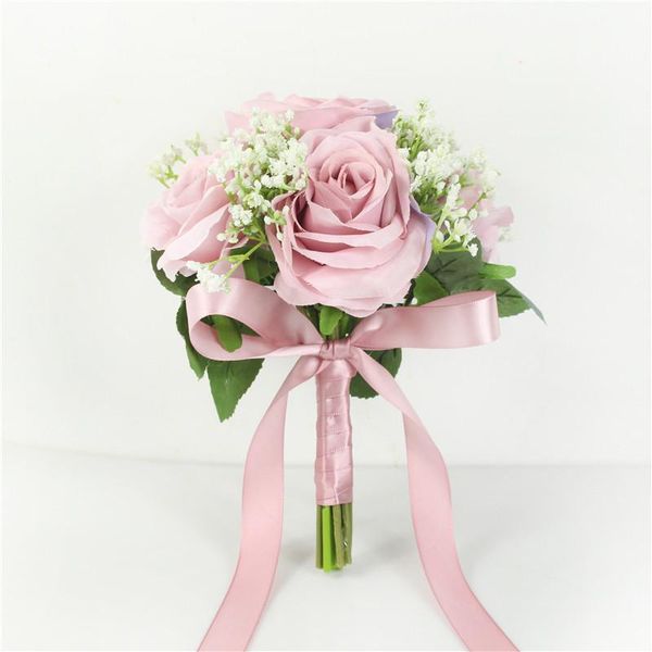 

decorative flowers & wreaths meldel flower bouquet silk rose artificial fake gypsophila bridal baby's breath home party wedding table d