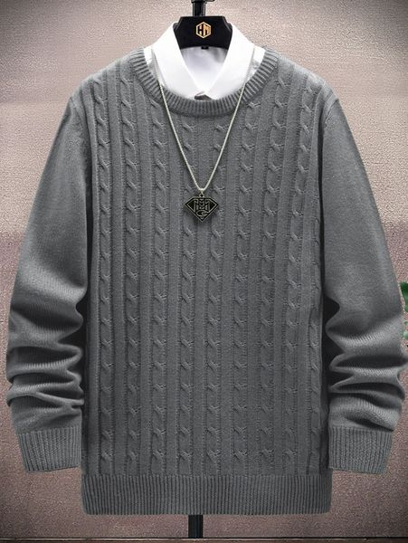 

men 1pc cable knit sweater x9po#, White;black