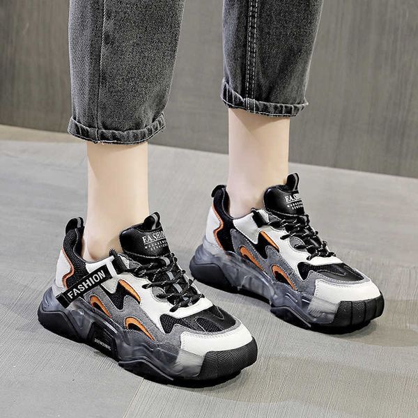 

dad sho female 2021 spring and summer leisure sports color matching thick bottom breathable ins trendy psh
